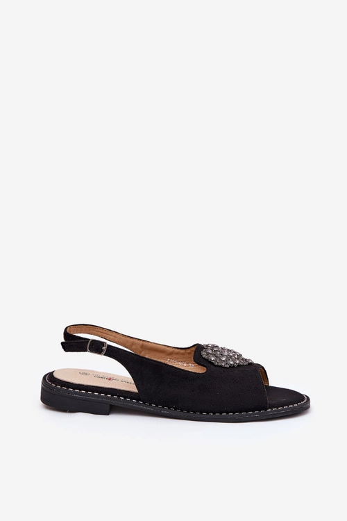 Sandały Damskie Z Ozdobnym Sercem S.Barski KV27-018 Czarne