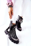 Skórzane Botki Sztyblety Maciejka Czarno-Białe 05137-21