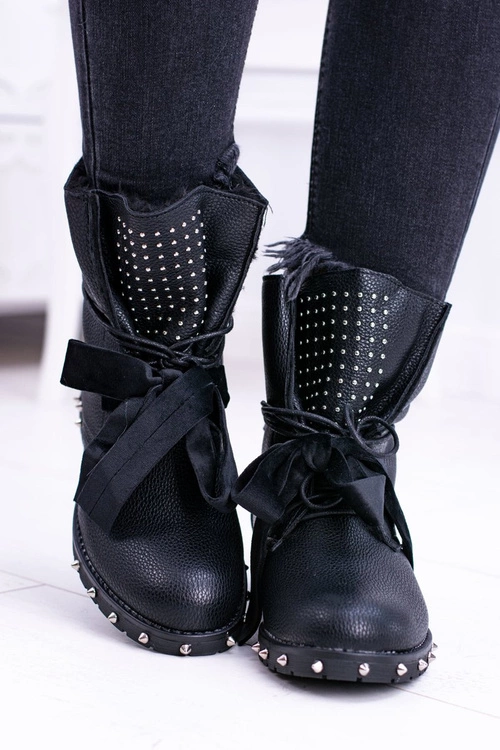 Damskie Botki Ocieplane Z Kolcami i Dżetami Neso