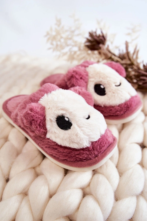 Dziecięce Futrzane Wsuwane Papcie Różowe Alize
