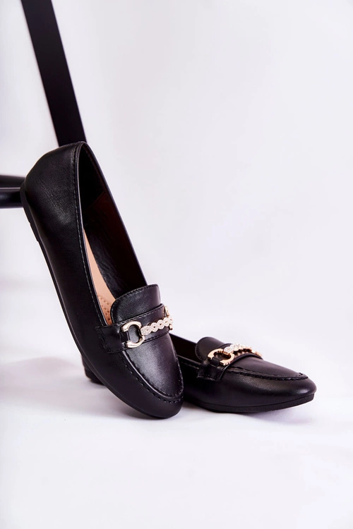 Damskie Skórzane Mokasyny Czarne Godley