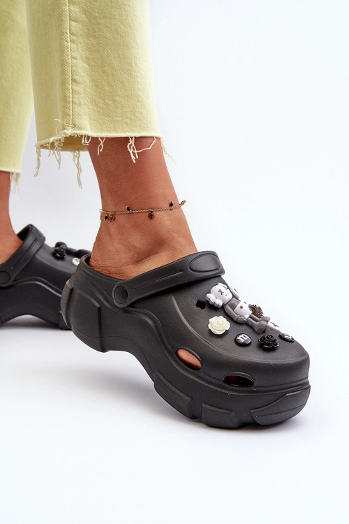 Piankowe Damskie Lekkie Klapki Na Masywnej Podeszwie Czarne Matirra