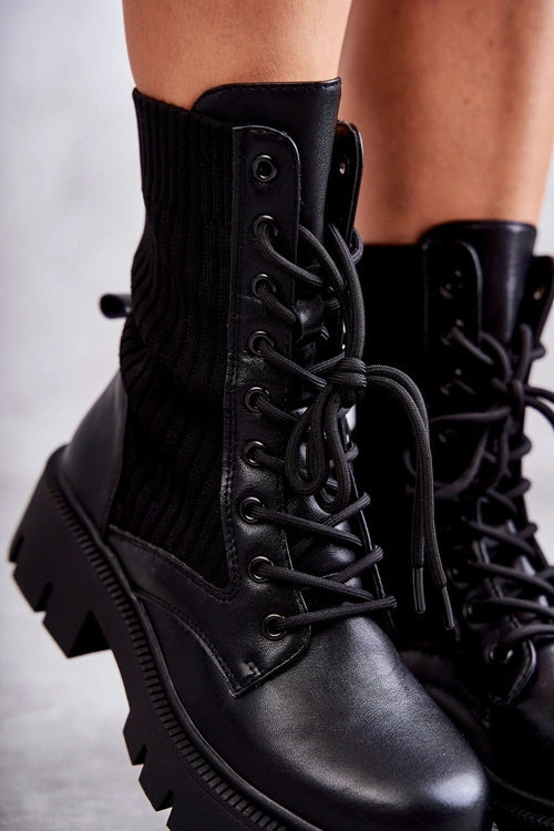 Damskie Workery Botki Ze Skarpetą Czarne Abigail