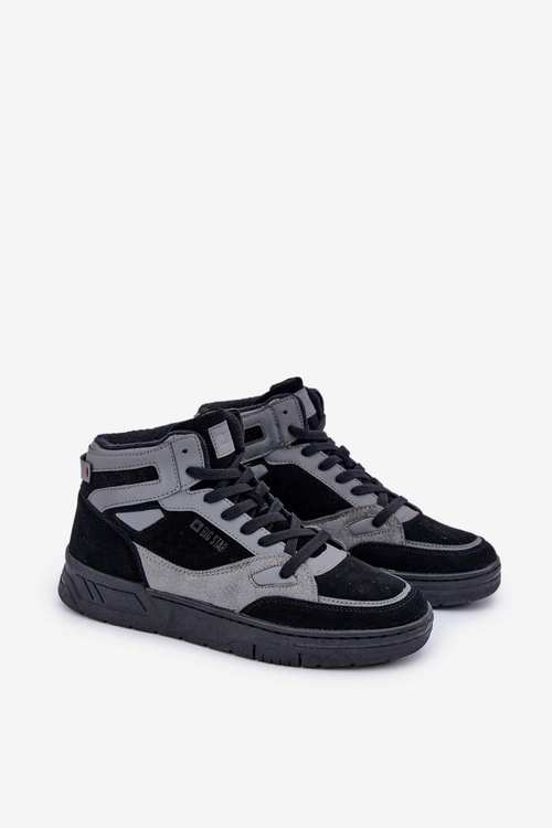 Zamszowe Sneakersy Męskie Big Star OO174303 Hi-Poly System Czarno-Szare