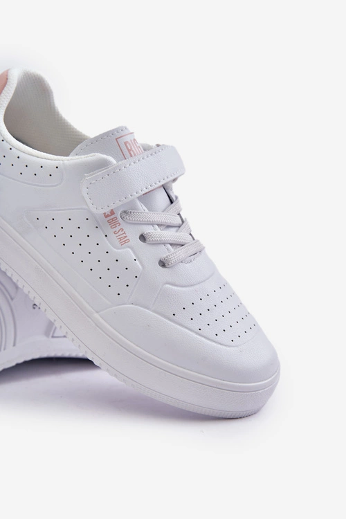 Trampki Dziecięce Z Eko Skóry Na Rzep Big Star OO374005 Białe