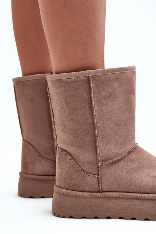 Damskie Śniegowce Ocieplone Futerkiem Ciemnobeżowe Abrams