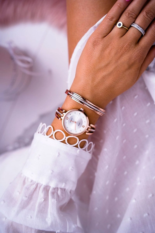 Damski Zegarek Ernest Cyrkonie Różowe Złoto Alendi