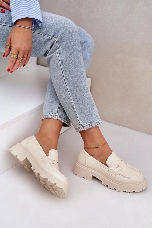 Mokasyny Damskie Z Eko Skóry Jasnobeżowe Sendall