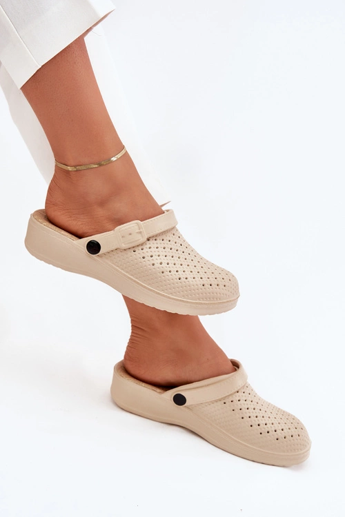 Piankowe Klapki Chodaki Damskie Beżowe Faylina