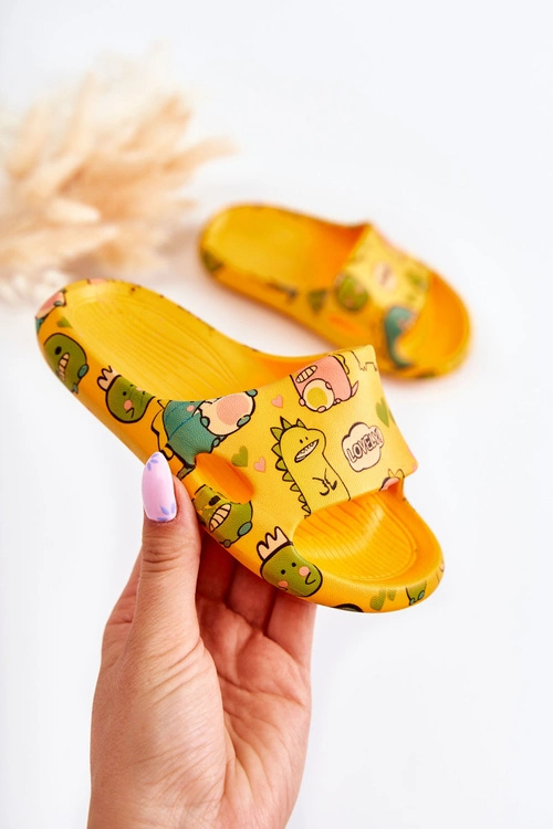 Lekkie Dziecięce Klapki Dinozaury Pomarańczowe Astro