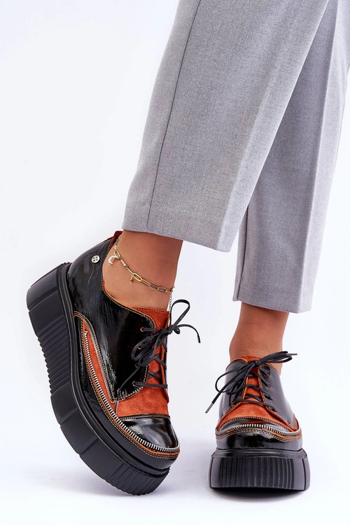 Skórzane Damskie Półbuty Maciejka 50740-18 Czarne