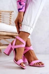 Eleganckie Sandały Na Słupku Różowe Michele