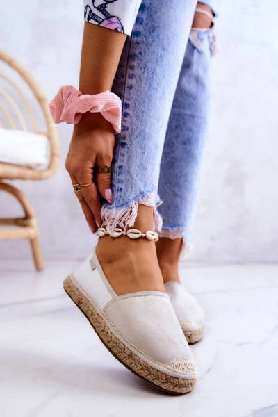 Damskie Klasyczne Espadryle Big Star JJ274951 Biało-Szare