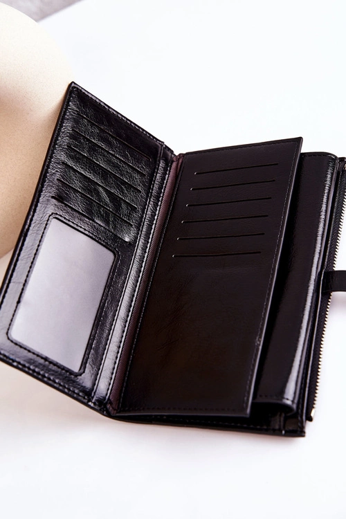 Duży Skórzany Portfel Na Magnes Czarny Nereva