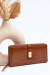 Damski Lakierowany Portfel Na Magnes Brązowy Bielia