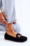 Damskie Zamszowe Mokasyny Z Ozdobami Czarne Janetta