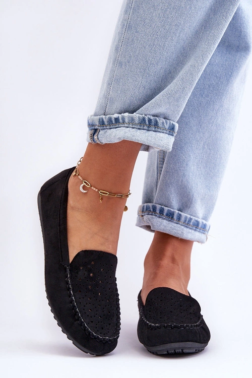 Damskie Zamszowe Mokasyny Czarne Molly