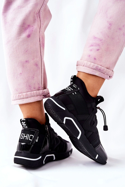 Wysokie Sportowe Buty Sneakersy Czarne Lanez