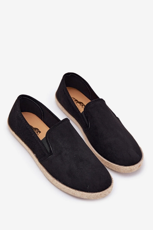 Espadryle Tenisówki Męskie Z Eko Zamszu Czarne Lunaria