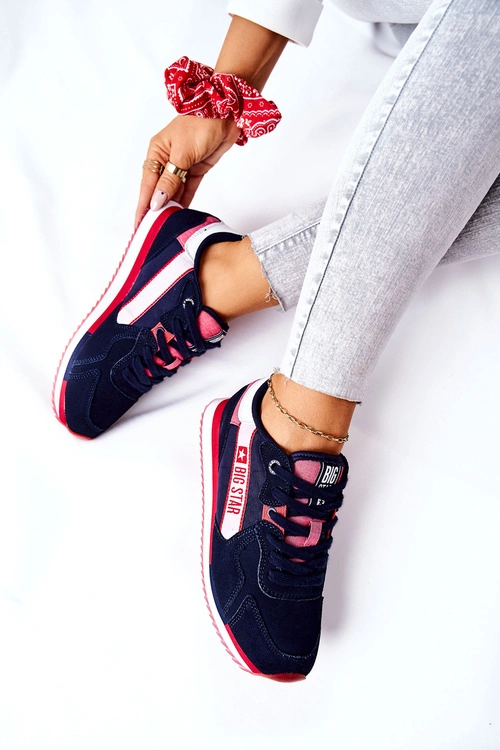 Skórzane Sportowe Buty Big Star II274270 Granatowe