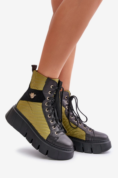 Skórzane Botki Na Platformie Maciejka 06751-01 Czarne