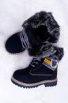 Dziecięce Chłopięce Botki Ocieplane Futerkiem Trapery Czarne Cobi