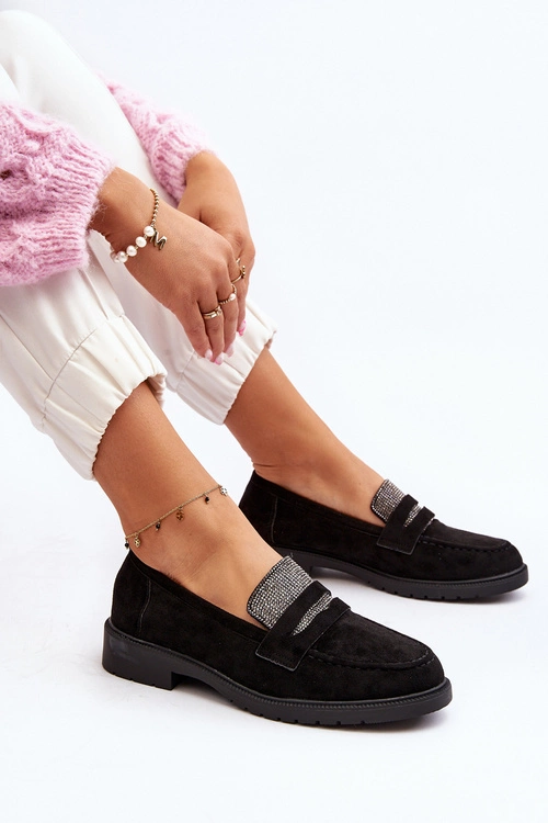 Damskie Zdobione Mokasyny Czarne Dananei