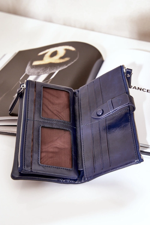 Portfel Damski Z Eko Skóry Granatowy Irinda