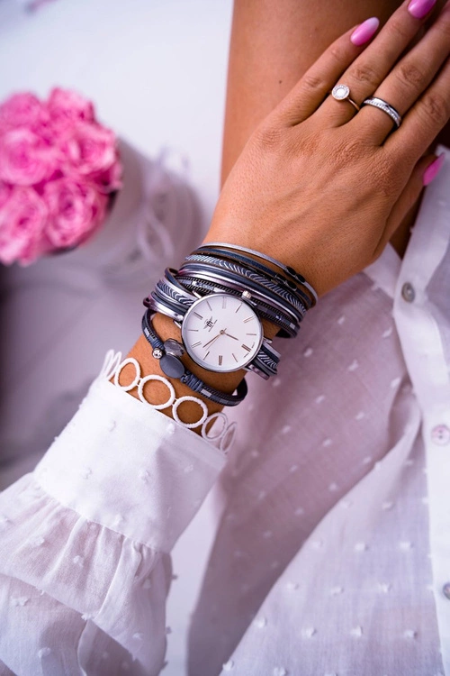 Damski Zegarek Michael John Z Rzemykami Szary Lanell