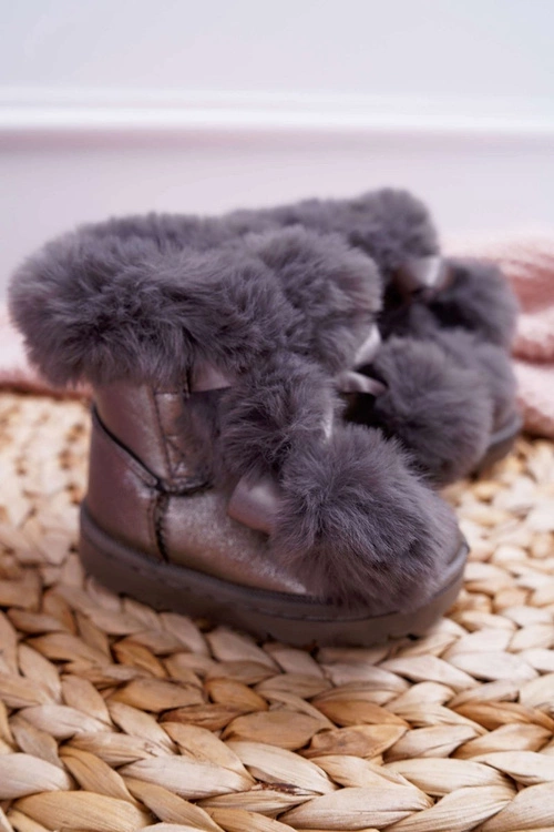 Dziecięce Botki Młodzieżowe Ocieplane Ciemnoszare Śniegowce Roofy