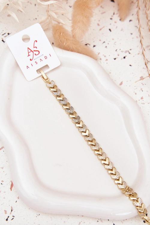 Bransoletka Damska Serduszka Z Cyrkoniami Złota