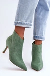 Damskie Zamszowe Botki Na Szpilce Zielone Merisa