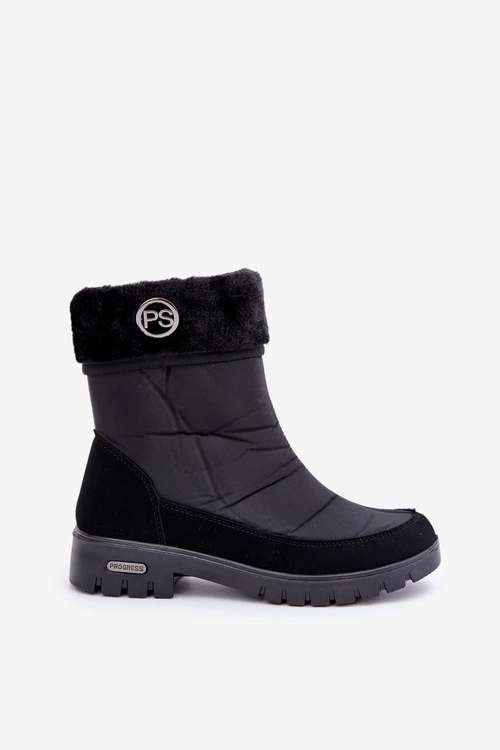 Damskie Modne Ocieplane Śniegowce Progress PROGJ-21-13 Czarne