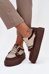 Damskie Sneakersy Na Platformie Big Star SS274356 Panterka Brązowo-Beżowe