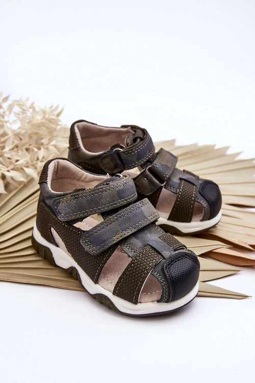 Dziecięce Sandałki Na Rzepy Ciemnozielone Falcon