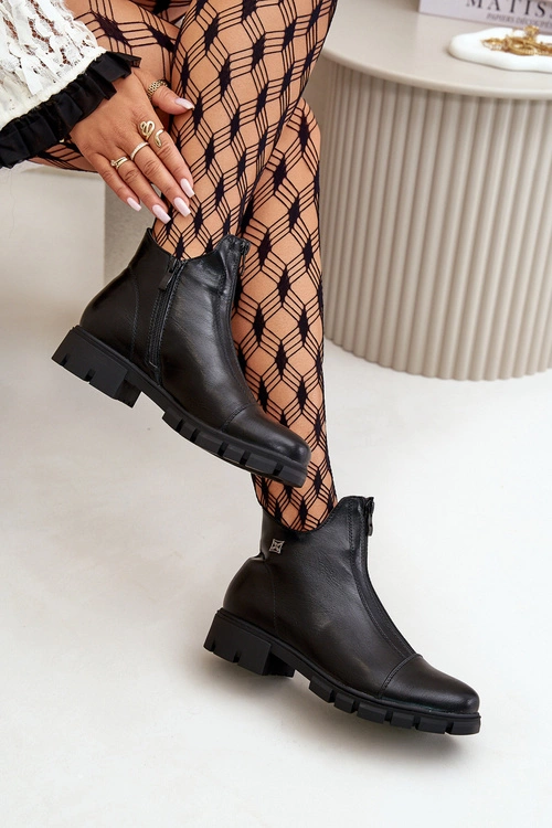 Ocieplane Botki Damskie Z Eko Skóry Czarne Verietta