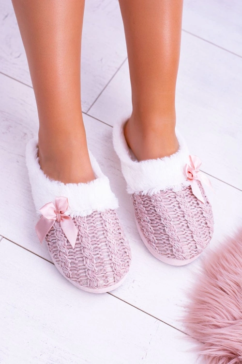 Różowe Damskie Papcie Domowe Klapki Z Futerkiem Dezi