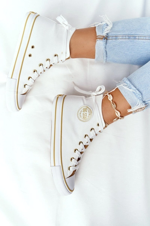 Damskie Wysokie Trampki Big Star HH274450 Białe