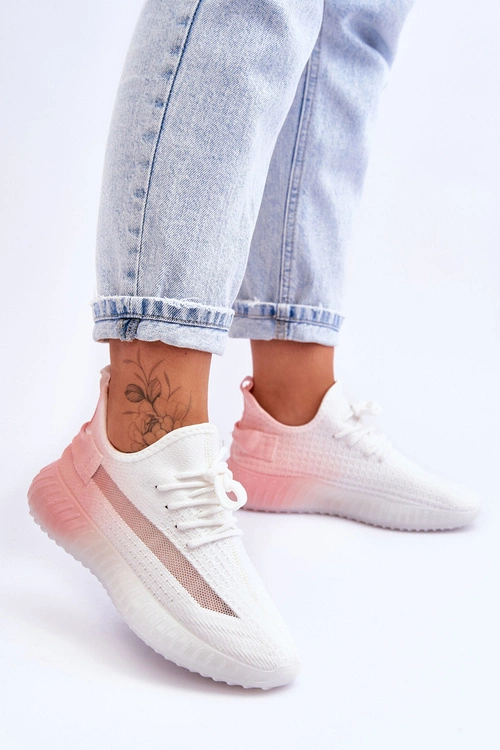 Wsuwane Buty Sportowe Ombre Biało-Różowe Boston