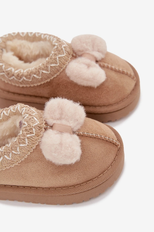 Śniegowce Dziecięce Z Haftem I Kokardką Beżowe Daven