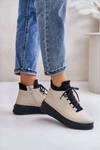 Lekkie Skórzane Buty Sportowe Na Platformie Artiker 55C0554 Beżowe
