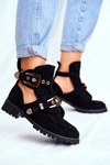 Lu Boo Czarne Zamszowe Buty z Wycięciami Rock Girl