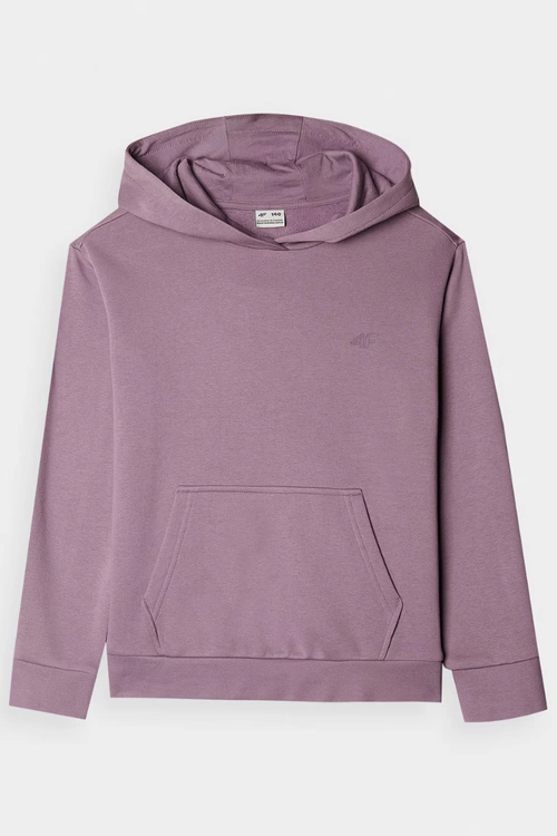 Dziewczęca Nierozpinana Bluza Z Kapturem Gładka Fioletowa 4F 4FJWMM00TSWSF1316-51S