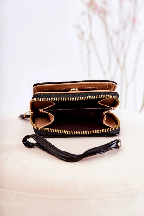 Damski Mały Portfel Z Ozdobą Czarny Sanchos