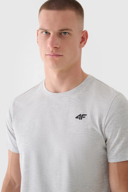 Koszulka Męska Gładka Z Logo 4F 4FWMM00TTSHM1843-27M Jasnoszara