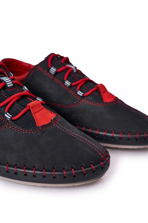 Męskie Skórzane Półbuty BEDNAREK Granatowe