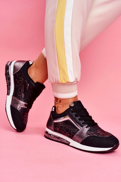 Sportowe Damskie Buty Sneakersy Czarne Helly