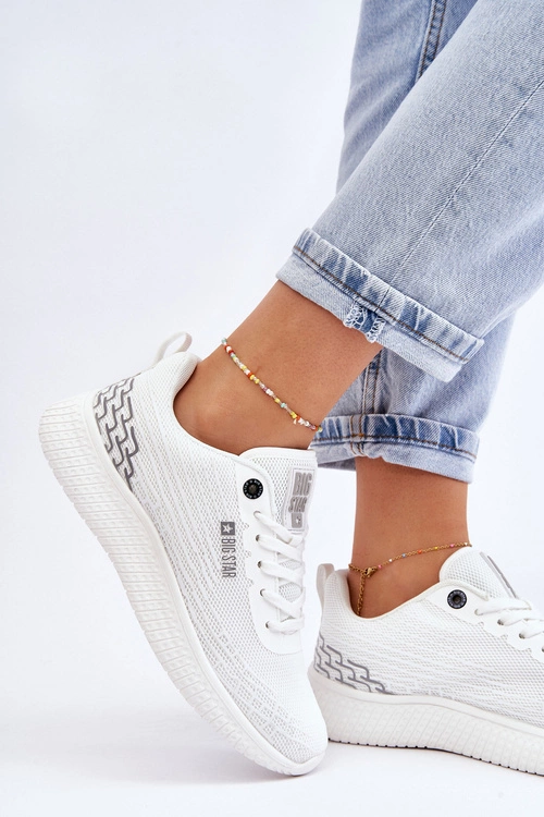 Damskie Siateczkowe Buty Sportowe Memory Foam System Big Star LL274664 Białe