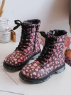 Ocieplane Botki Dziecięce Na Suwak Czarno-Różowe Dolida