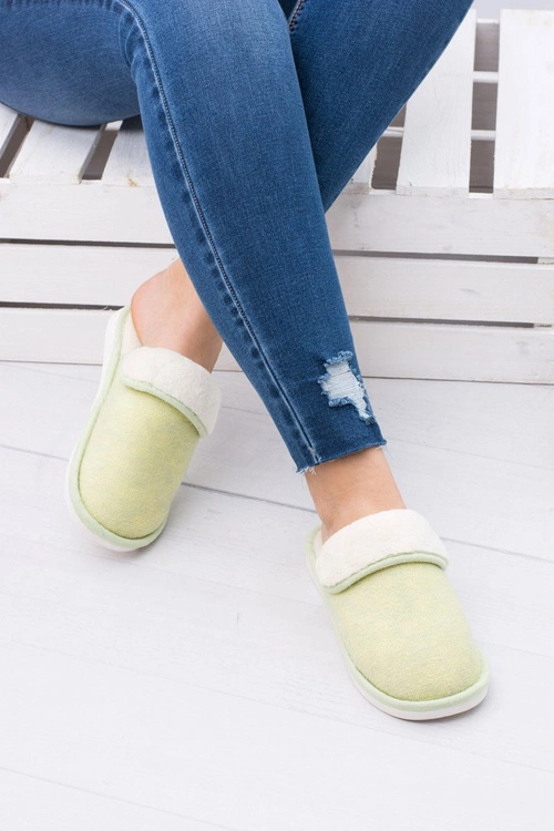 Damskie Klapki Domowe Zielone Papcie Sleepy